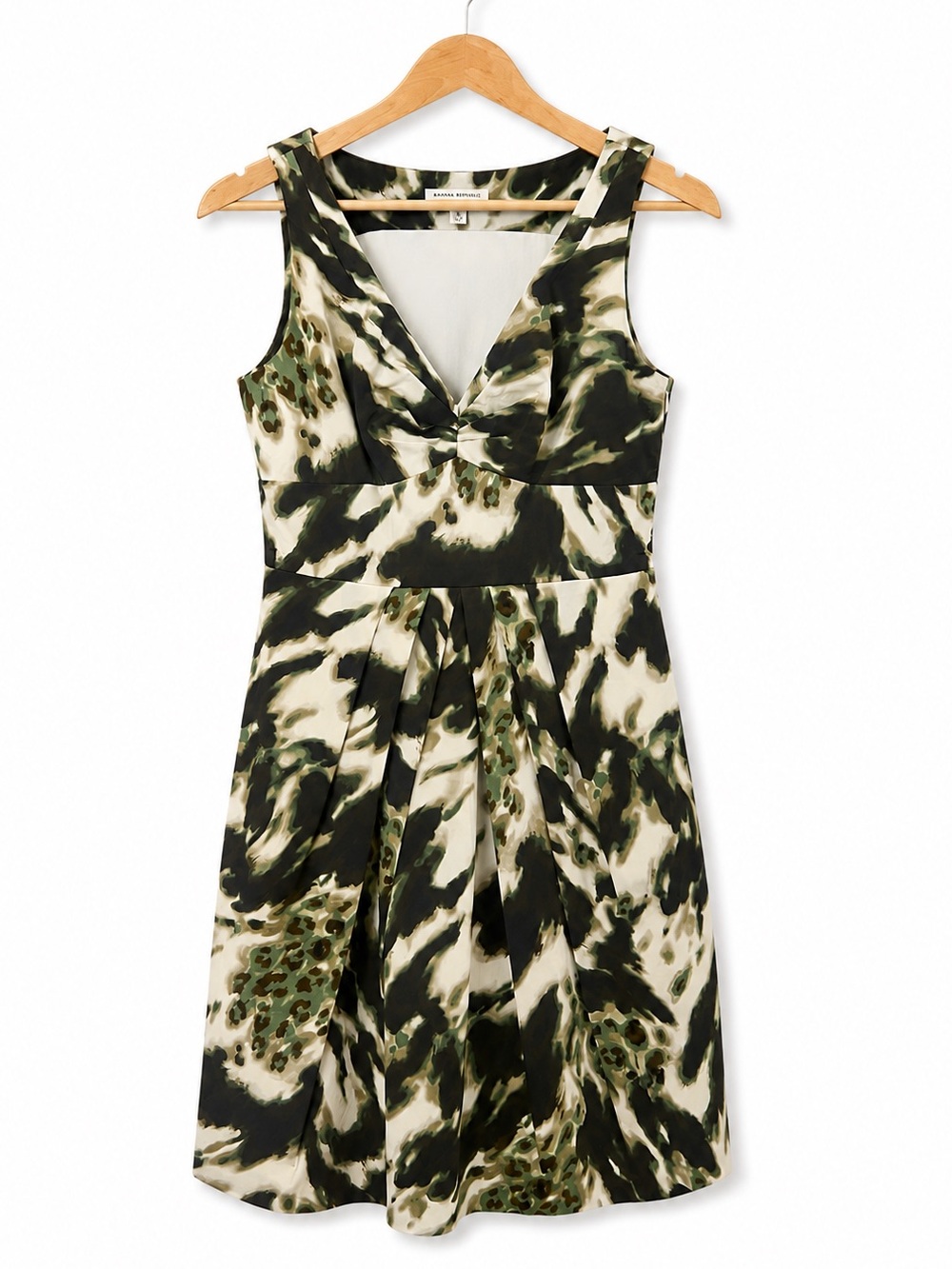 Banana Republic Green Abstract Cotton Fit & Flare Dress Size 6